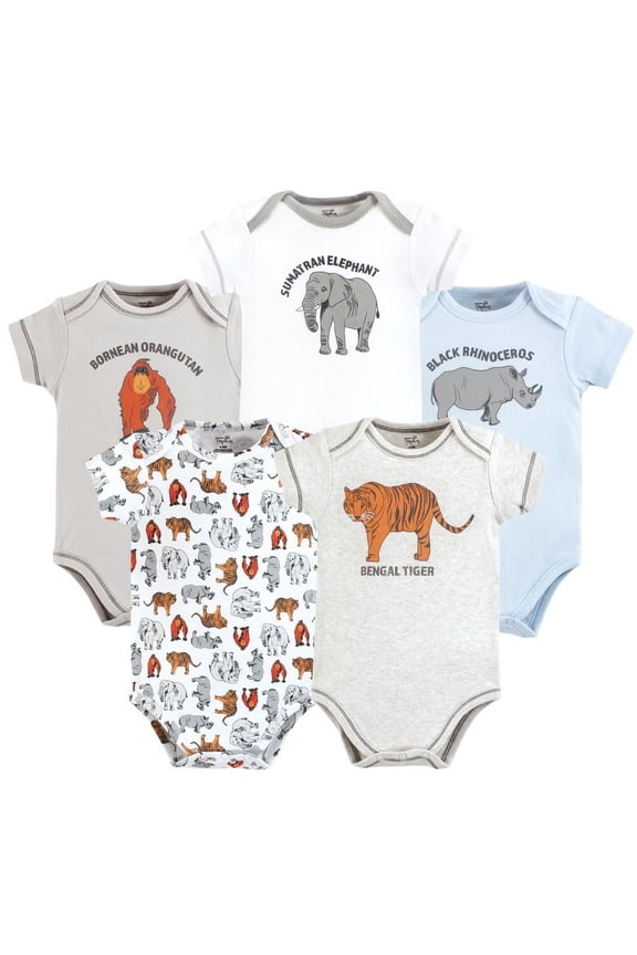 Organic Cotton Bodysuits, Endangered Safari, 0-3 Months
