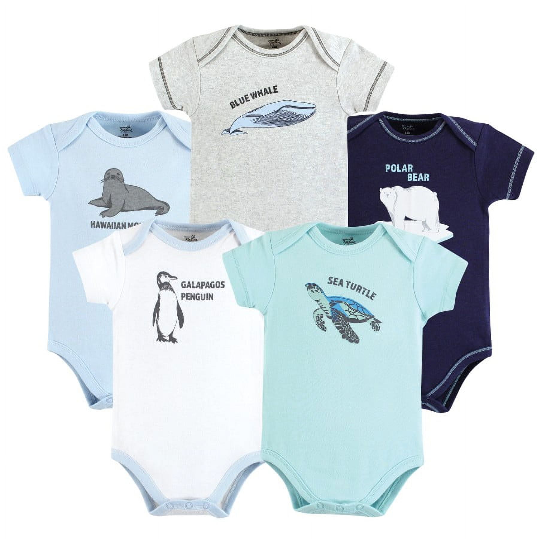 Touched by Nature Organic Cotton Bodysuits, Endangered Sea Animals, 0-3 Months