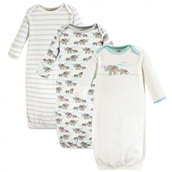 Touched by Nature Organic Cotton Gowns, Cream Elephant, Preemie/Newborn