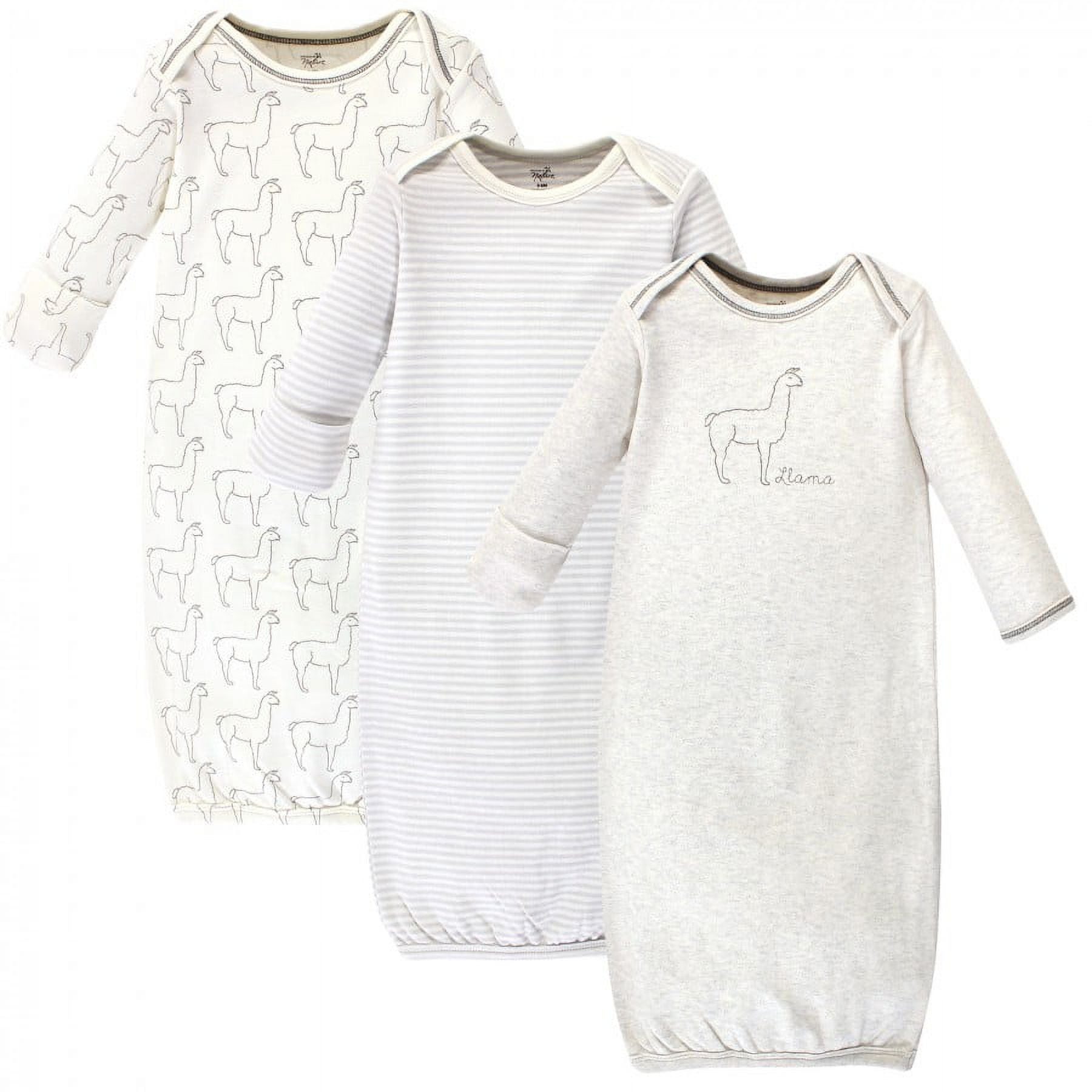 Preemie-Newborn Organic Cotton Unisex Sleep Gown Set in Neutral Colors