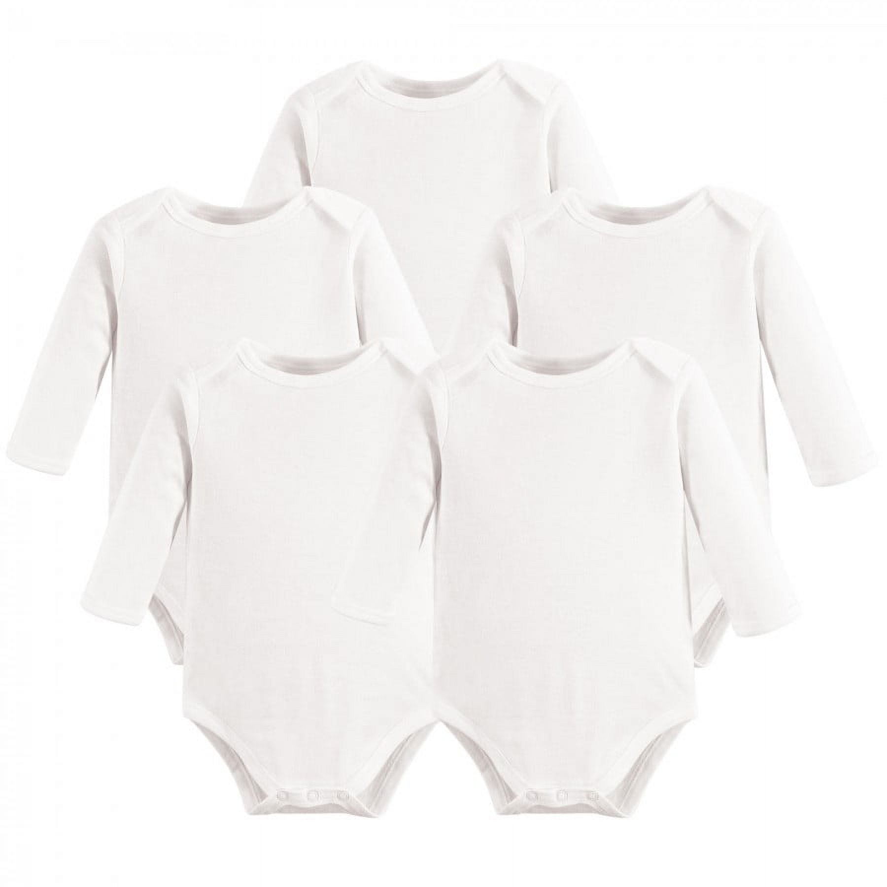 Touched by Nature Organic Cotton Long-Sleeve Bodysuits 5pk, White, 6-9 Months