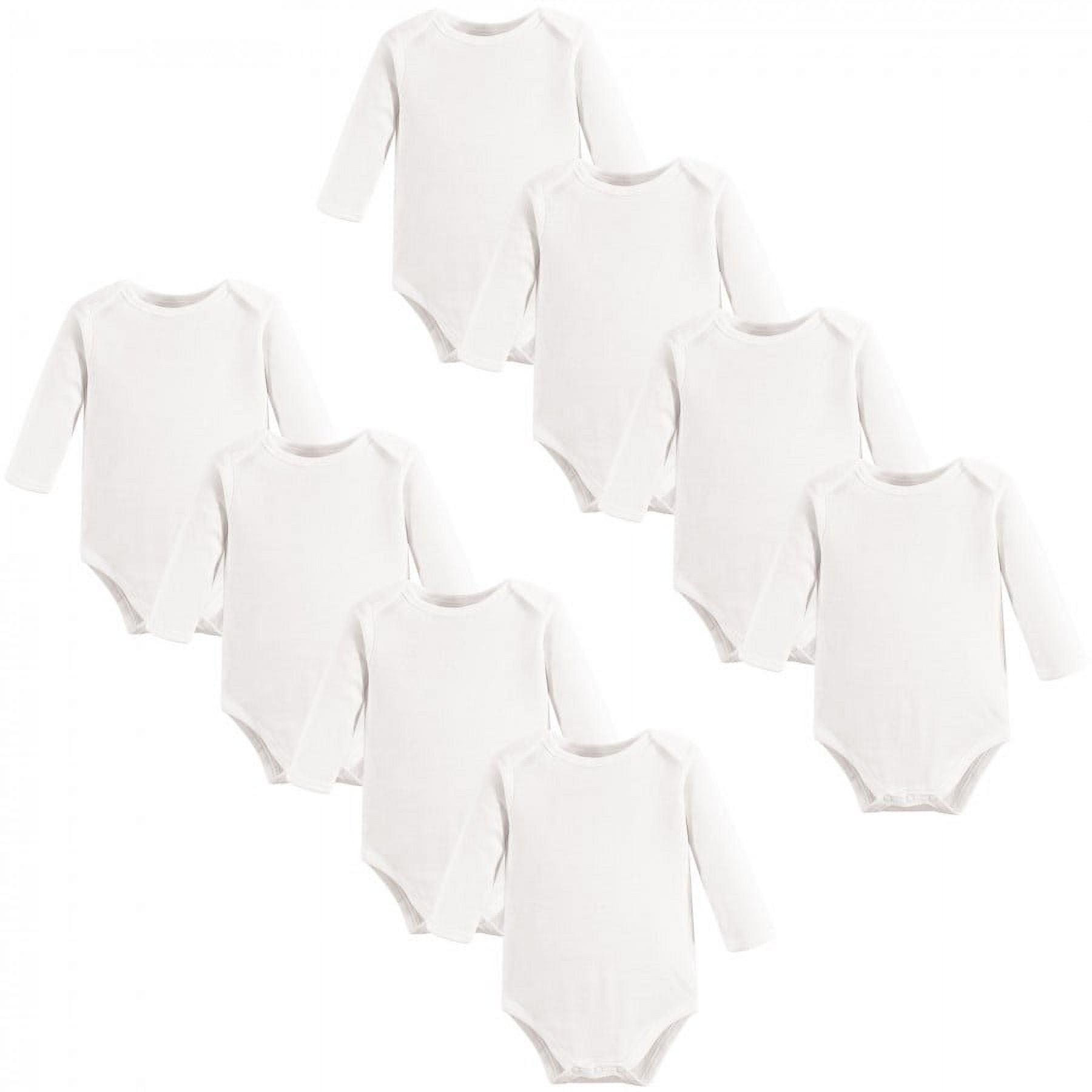 Touched by Nature Organic Cotton Long-Sleeve Bodysuits 8pk, White, 0-3 Months