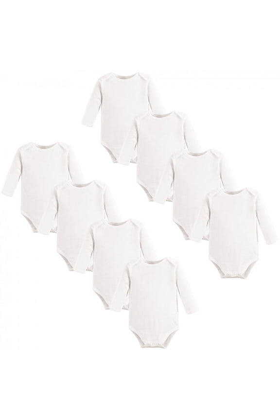 Organic Cotton Long-Sleeve Bodysuits 8pk, White, 0-3 Months