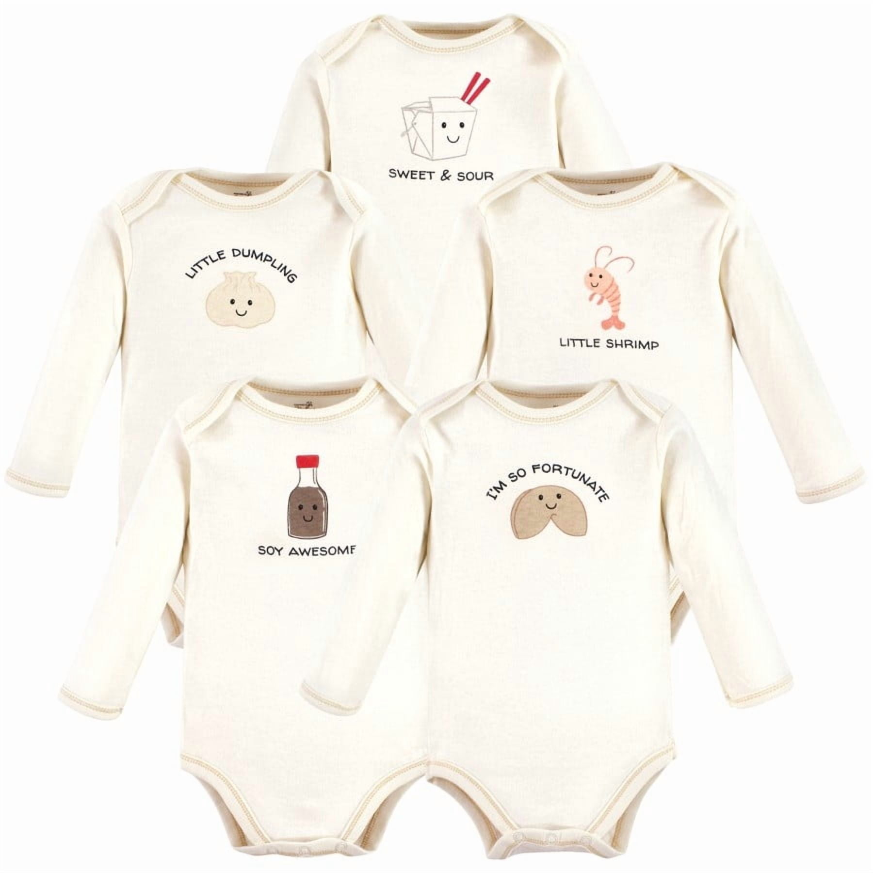 Touched by Nature Organic Cotton Long-Sleeve Bodysuits, Fortune Cookie, 9-12 Months