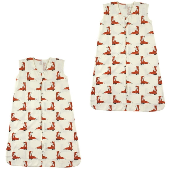 Touched by Nature Organic Cotton Safe Sleep Wearable Blanket Sleeping Bag 2 Pack, Boho Fox, 18-24 Months