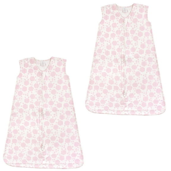 Touched by Nature Organic Cotton Safe Sleep Wearable Blanket Sleeping Bag 2 Pack, Floral Shadow, 0-6 Months