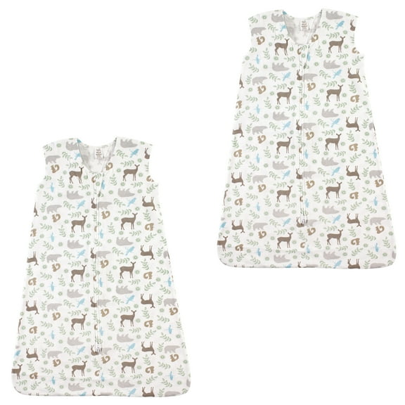 Touched by Nature Organic Cotton Safe Sleep Wearable Blanket Sleeping Bag 2 Pack, Forest, 6-12 Months