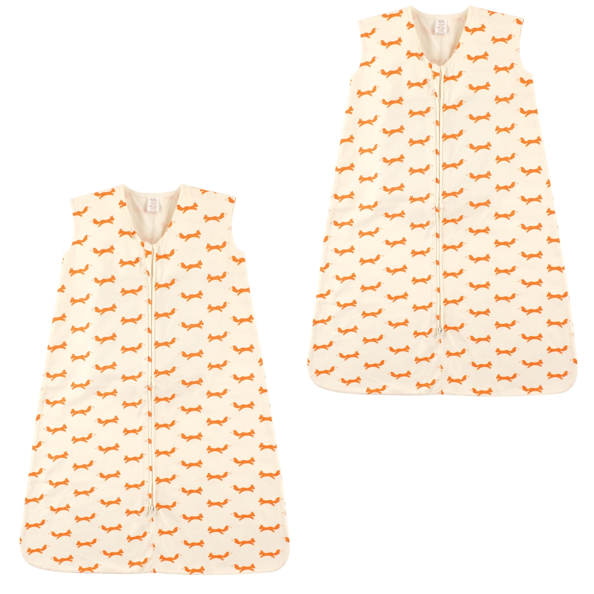 Touched by Nature Organic Cotton Safe Sleep Wearable Blanket Sleeping Bag 2 Pack, Fox, 18-24 Months