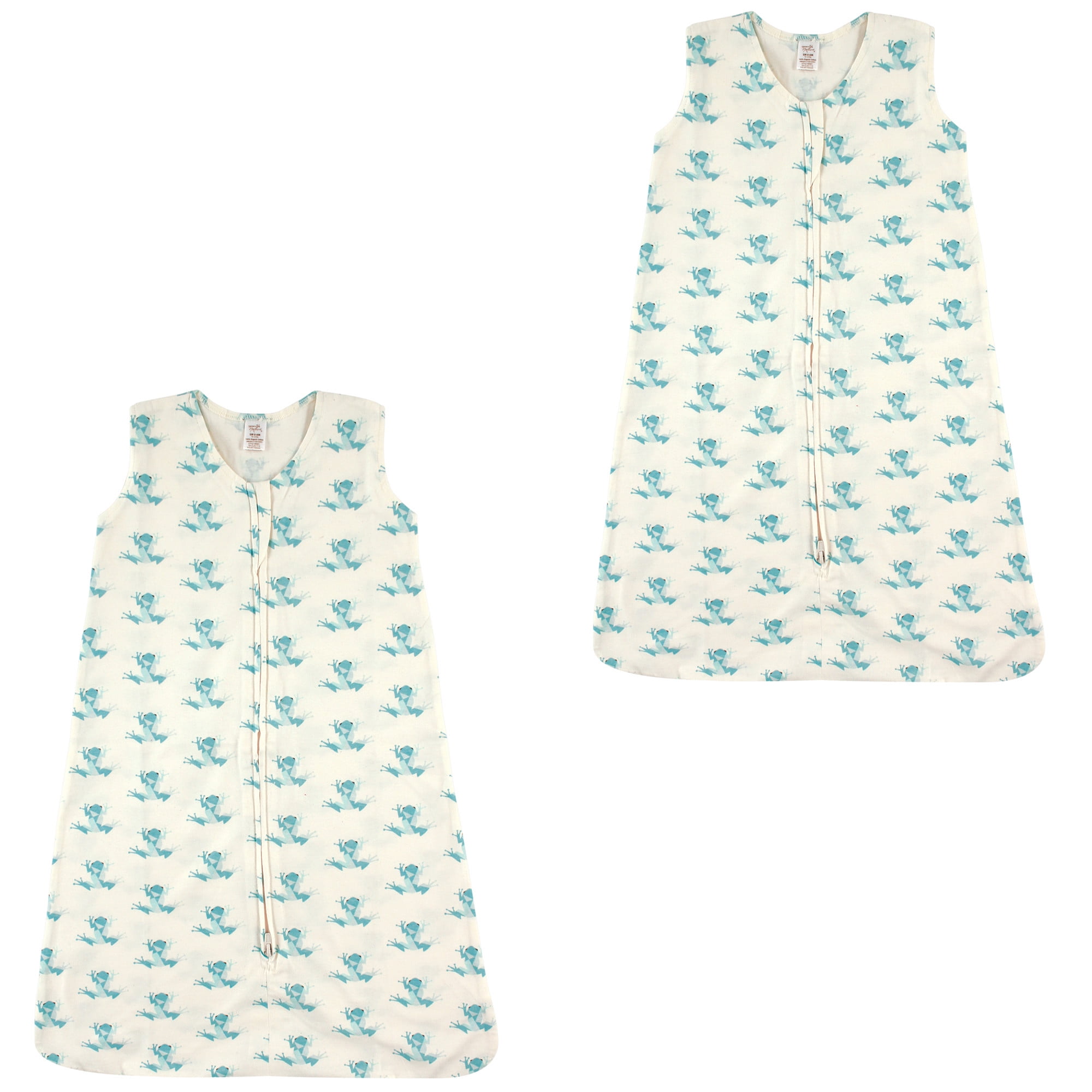 Touched by Nature Organic Cotton Safe Sleep Wearable Blanket Sleeping Bag 2 Pack, Frog, 18-24 Months