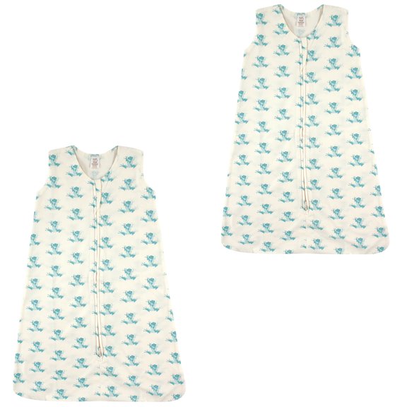 Touched by Nature Organic Cotton Safe Sleep Wearable Blanket Sleeping Bag 2 Pack, Frog, 6-12 Months
