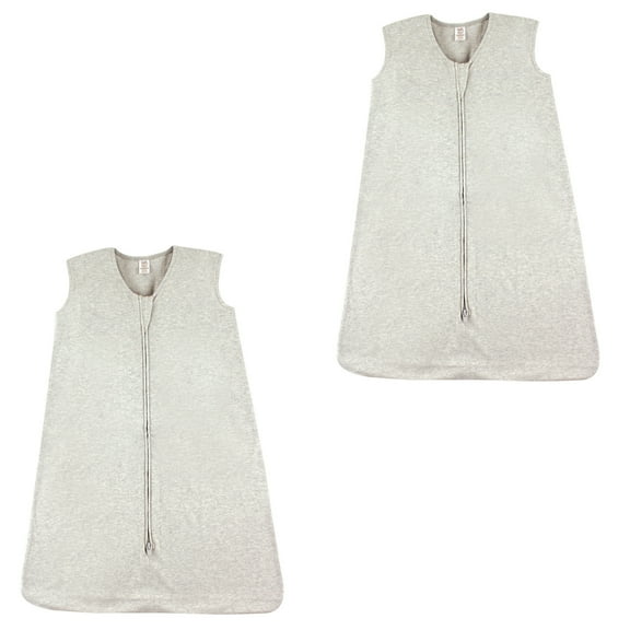 Touched by Nature Organic Cotton Safe Sleep Wearable Blanket Sleeping Bag 2 Pack, Heather Gray, 6-12 Months