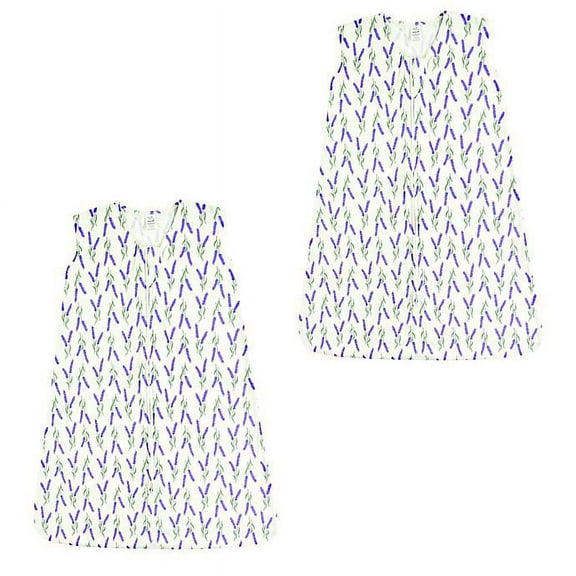 Touched by Nature Organic Cotton Safe Sleep Wearable Blanket Sleeping Bag 2 Pack, Lavender, 12-18 Months