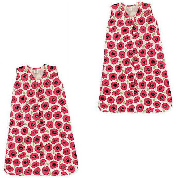 Touched by Nature Organic Cotton Safe Sleep Wearable Blanket Sleeping Bag 2 Pack, Poppy, 18-24 Months