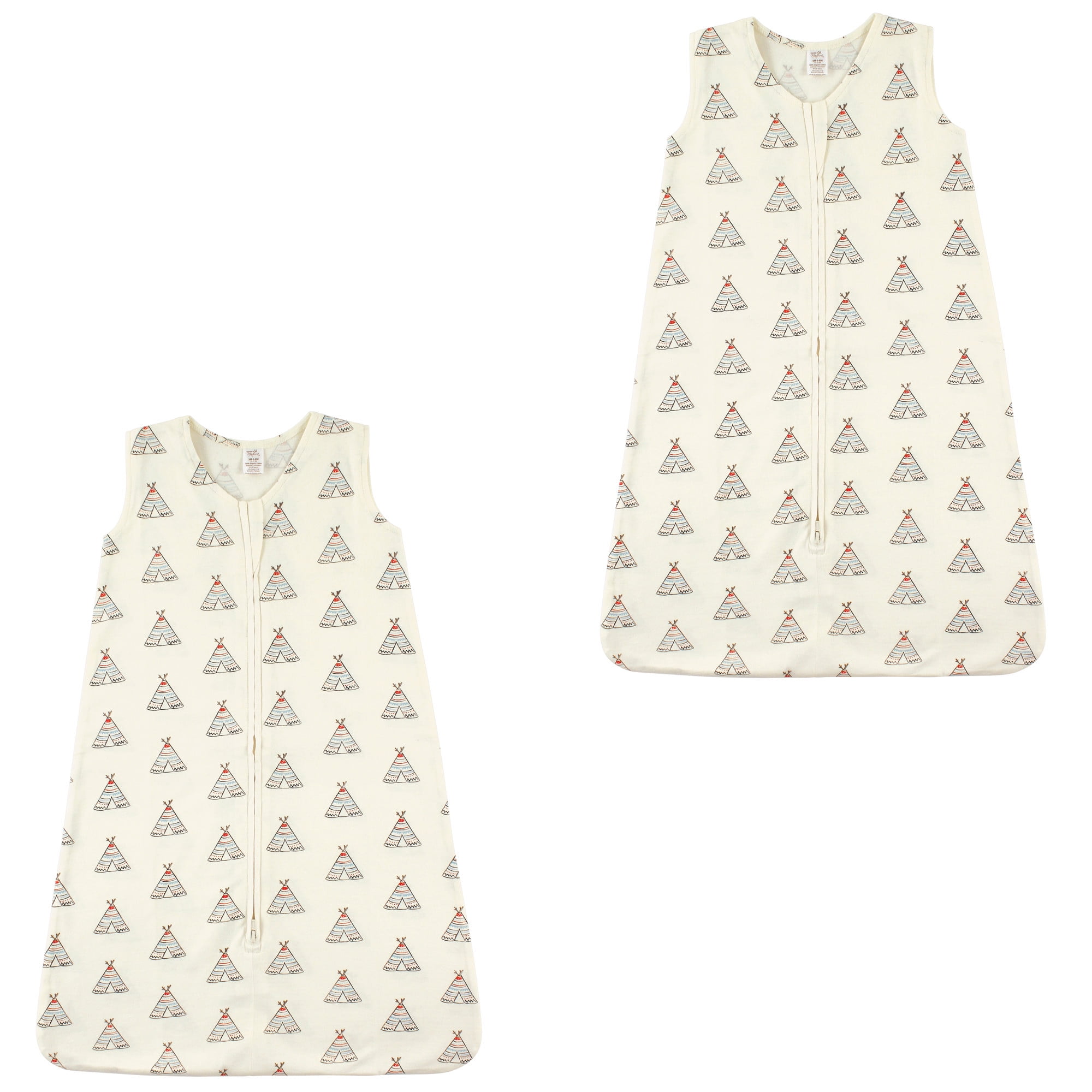 Touched by Nature Organic Cotton Safe Sleep Wearable Blanket Sleeping Bag 2 Pack, Teepee, 18-24 Months