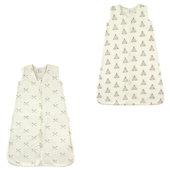 Touched by Nature Organic Cotton Safe Sleep Wearable Blanket Sleeping Bag 2 Pack, Teepee and Arrows, 12-18 Months