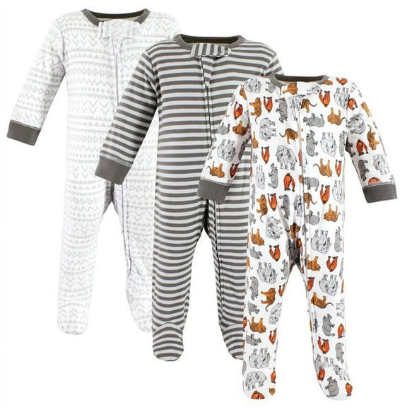 Touched by Nature Organic Cotton Sleep and Play, Neutral Endangered Safari, 3-6 Months