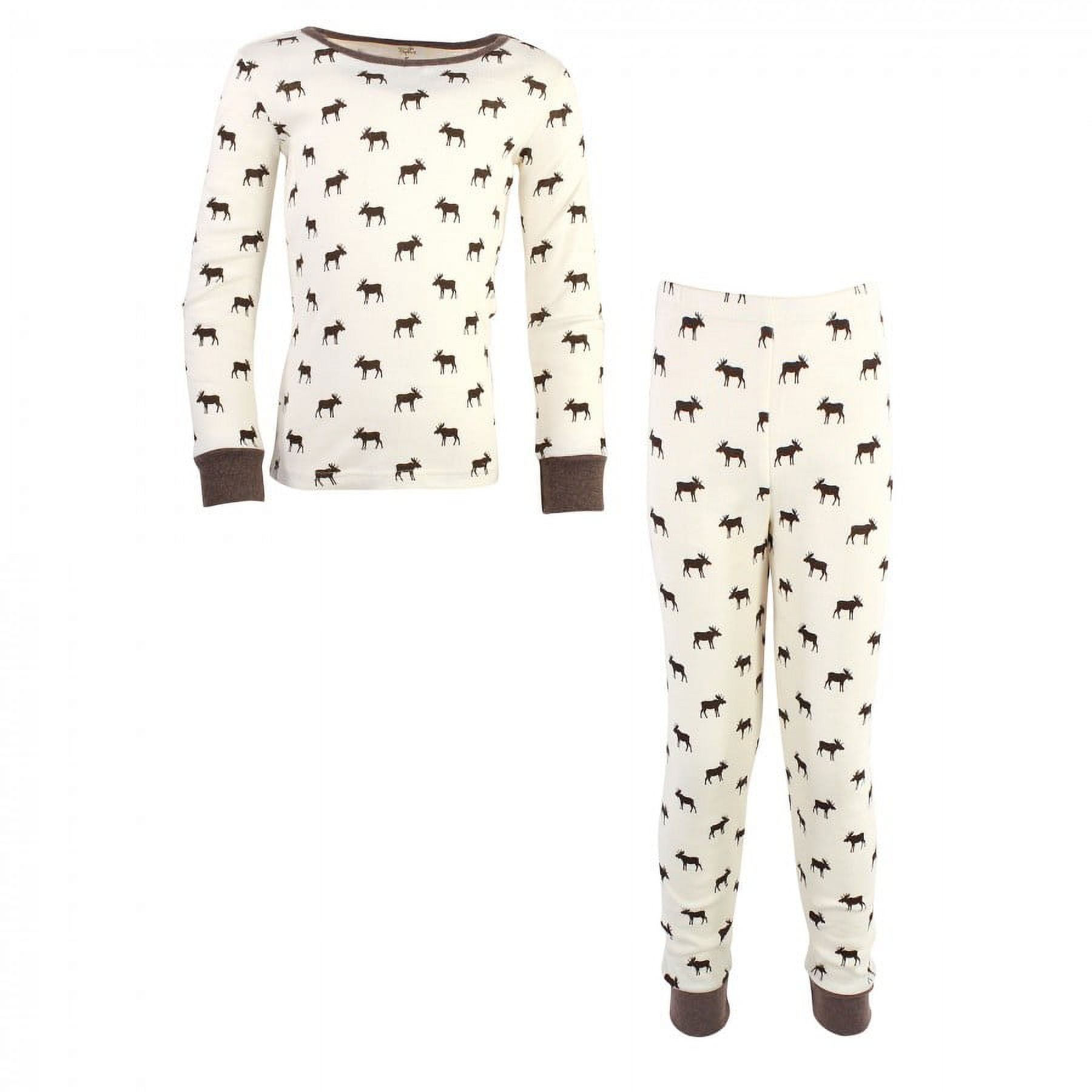 Touched by Nature Toddler and Kids Boy Organic Cotton Tight-Fit Pajama Set, Moose, 5 Toddler