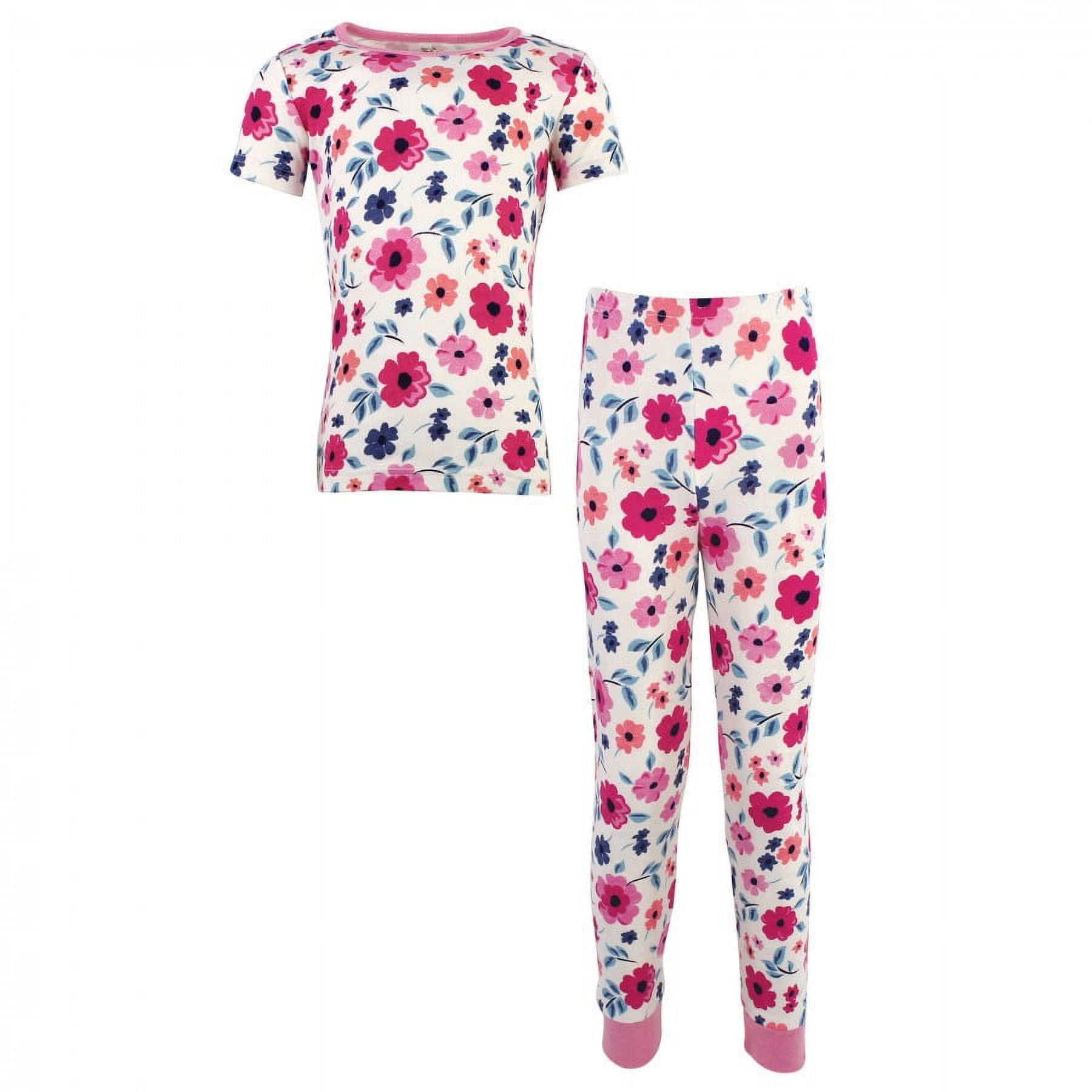 Touched by Nature Toddler and Kids Girl Organic Cotton Tight-Fit Pajama Set, Garden Floral, 8 Years