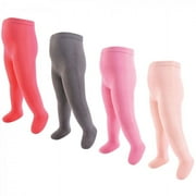 Touched by Nature Toddler and Kids Girl Organic Cotton Tights, Coral Charcoal, 2T-4T