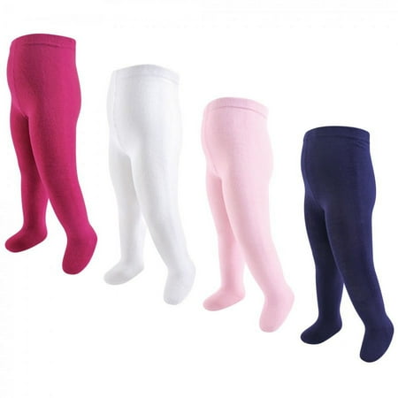 Touched by Nature Toddler and Kids Girl Organic Cotton Tights, Cream Pink, 2T-4T