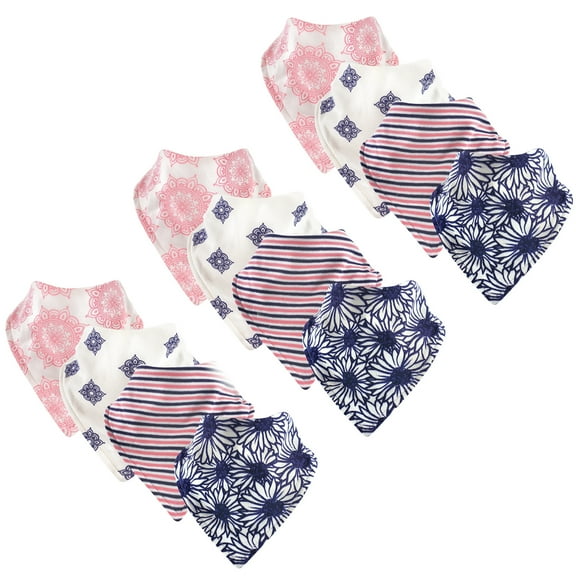 Touched by Nature Unisex Baby Organic Cotton Bandana Bibs, Daisy 12-Pack, One Size