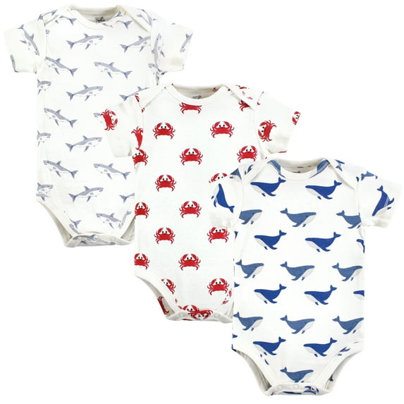 Touched by Nature Unisex Baby Organic Cotton Bodysuits, Mystic Sea Creatures, 3-6 Months