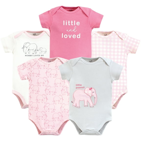 Touched by Nature Unisex Baby Organic Cotton Bodysuits, Pink Peanut, Preemie