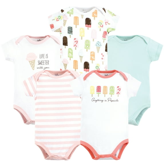 Touched by Nature Unisex Baby Organic Cotton Bodysuits, Popsicle, Preemie