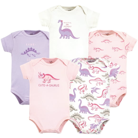 Touched by Nature Unisex Baby Organic Cotton Bodysuits, Retro Dino, Newborn