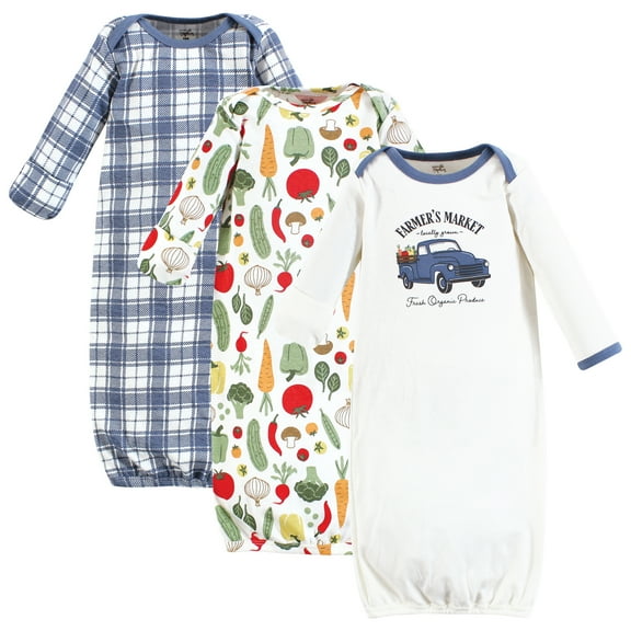 Touched by Nature Unisex Baby Organic Cotton Gowns, Farmers Market, Preemie-Newborn