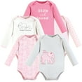thumbnail image 1 of Touched by Nature Unisex Baby Organic Cotton Long-Sleeve Bodysuits, Pink Peanut, 6-9 Months, 1 of 5