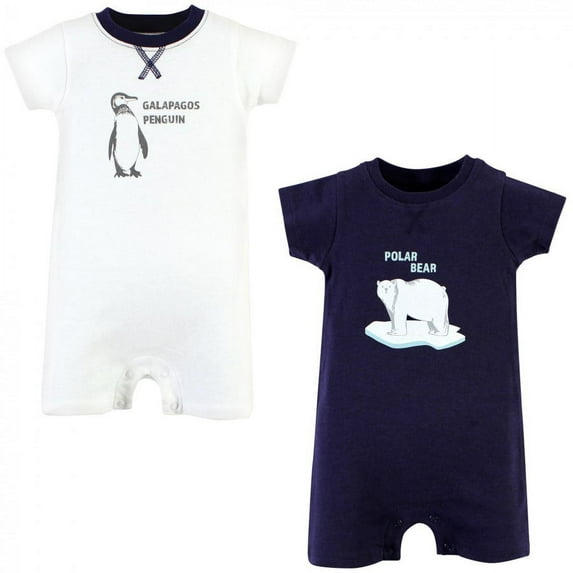 Touched by Nature Unisex Baby Organic Cotton Rompers, Endangered Polar Bear, 9-12 Months