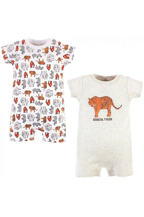 Unisex Baby Organic Cotton Rompers, Endangered Tiger, 9-12 Months