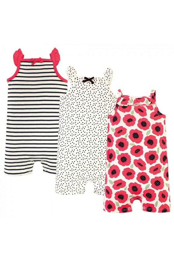 Unisex Baby Organic Cotton Rompers, Poppy, 9-12 Months