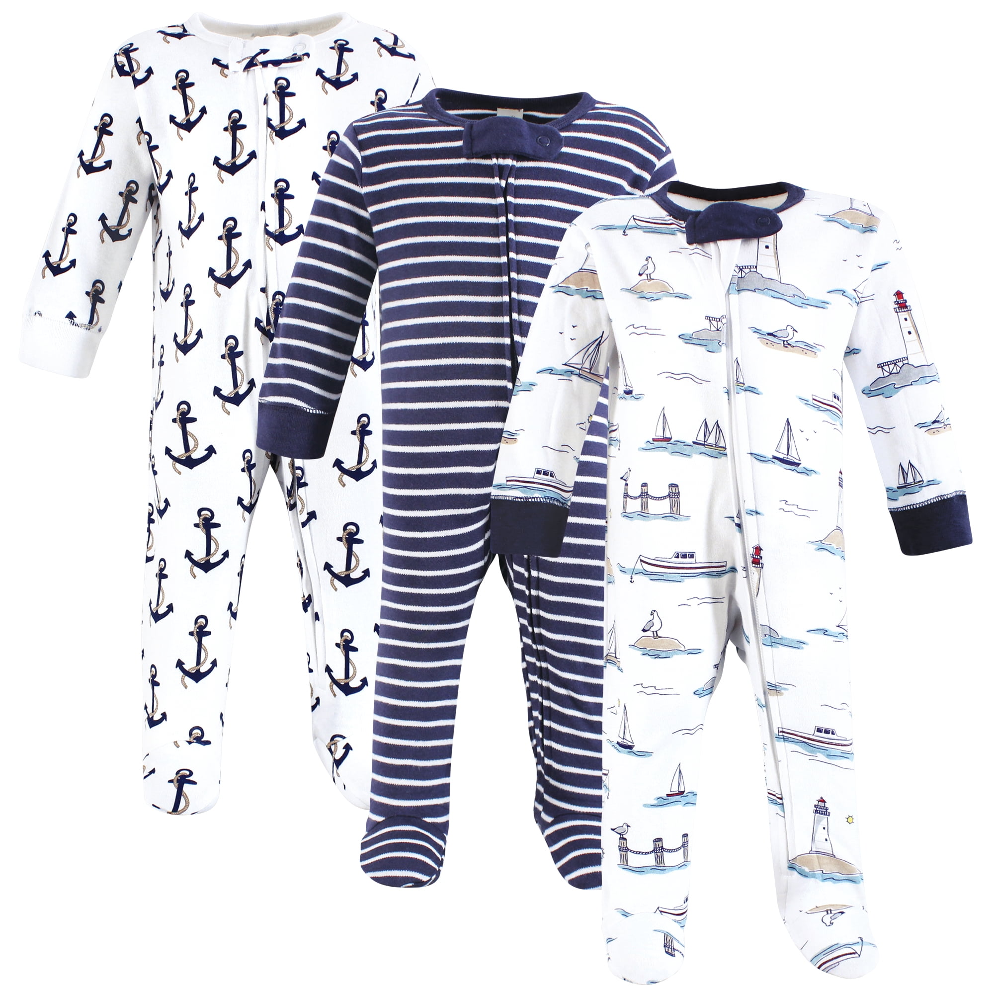 Touched by Nature Unisex Baby Organic Cotton Sleep and Play, Lighthouse Seagull, 6-9 Months