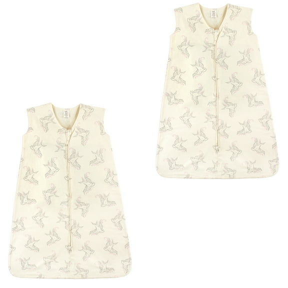 Touched by Nature Unisex Baby Organic Cotton Sleeveless Wearable Sleeping Bag, Sack, Blanket, Bird 2-Pack, 12-18 Months