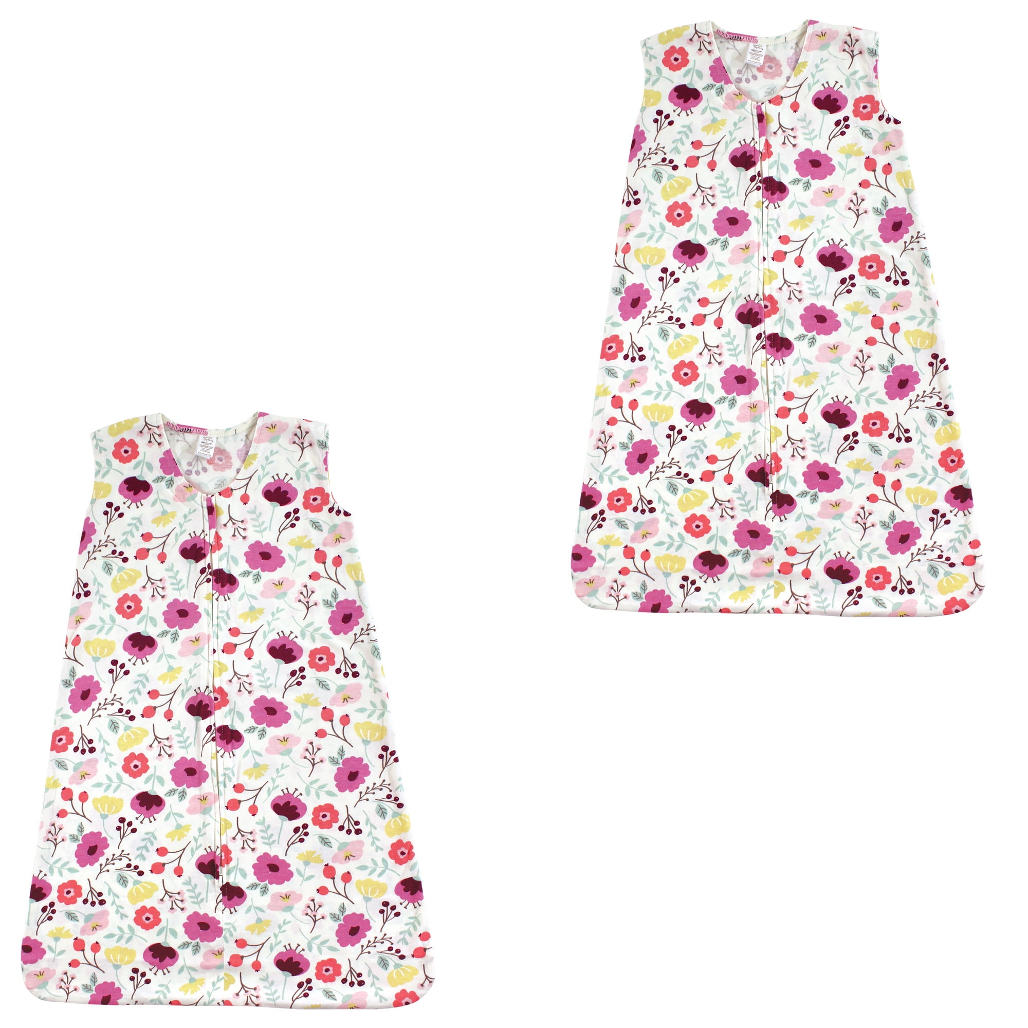 Touched by Nature Unisex Baby Organic Cotton Sleeveless Wearable Sleeping Bag, Sack, Blanket, Botanical 2-Pack, 6-12 Months