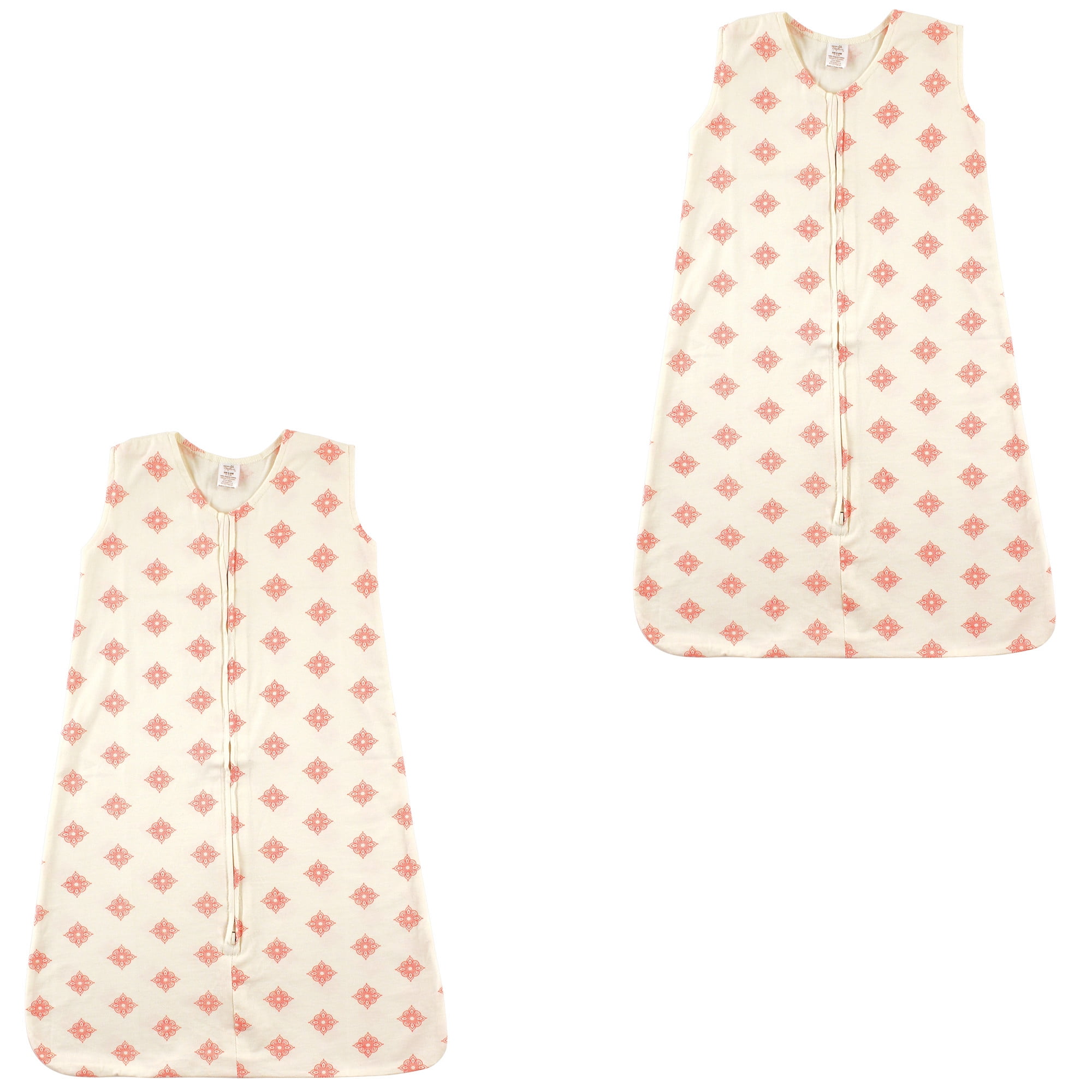 Touched by Nature Unisex Baby Organic Cotton Sleeveless Wearable Sleeping Bag, Sack, Blanket, Dainty Rosette 2-Pack, 18-24 Months
