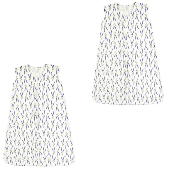 Touched by Nature Unisex Baby Organic Cotton Sleeveless Wearable Sleeping Bag, Sack, Blanket, Lavender 2-Pack, 18-24 Months