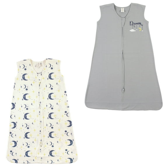 Touched by Nature Unisex Baby Organic Cotton Sleeveless Wearable Sleeping Bag, Sack, Blanket, Moon And Dream 2-Pack, 12-18 Months