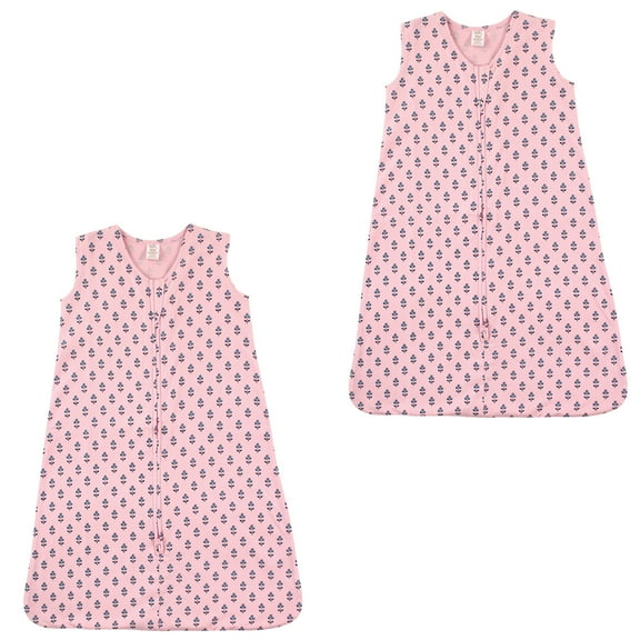 Touched by Nature Unisex Baby Organic Cotton Sleeveless Wearable Sleeping Bag, Sack, Blanket, Tiny Flowers 2-Pack, 6-12 Months