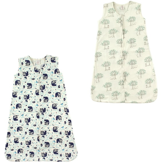 Touched by Nature Unisex Baby Organic Cotton Sleeveless Wearable Sleeping Bag, Sack, Blanket, Woodland And Birch Tree 2-Pack, 6-12 Months