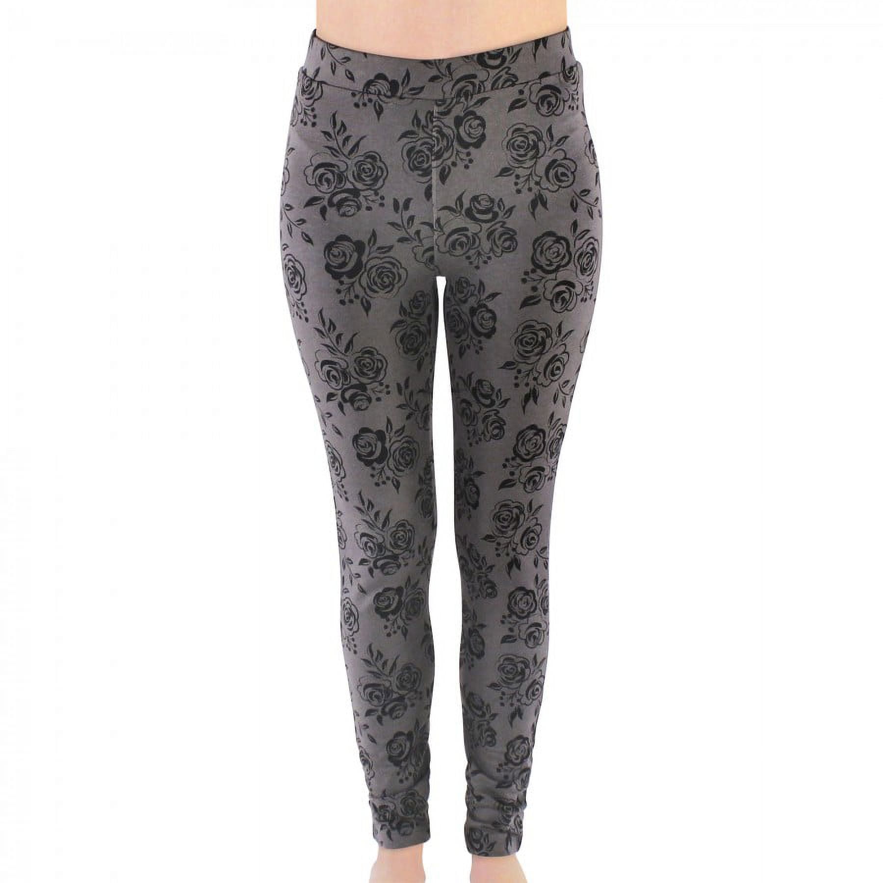 Touched by Nature Womens Organic Cotton Leggings, Black Floral, Medium 