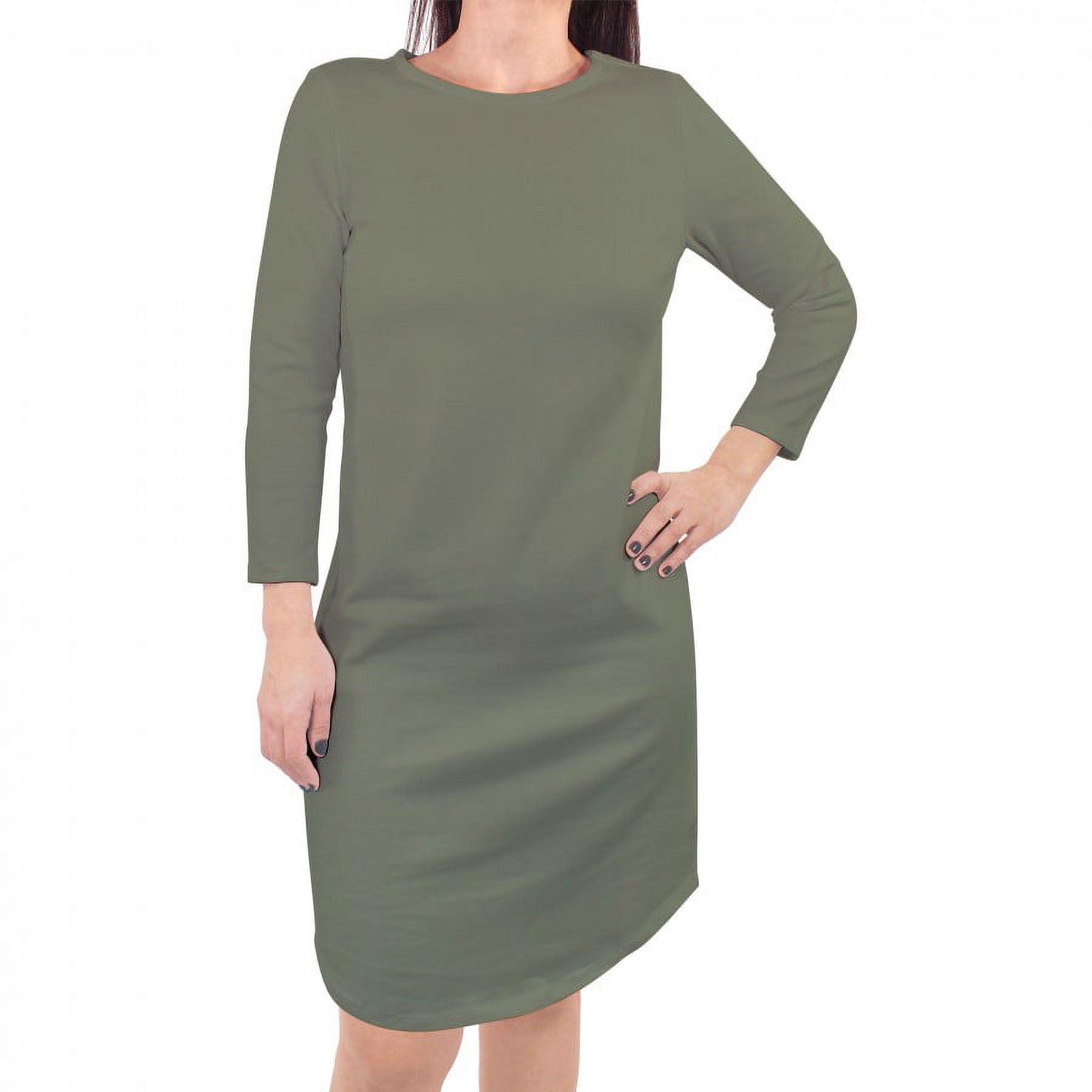 Touched by Nature Womens Organic Cotton Long-Sleeve Dress, Olive Green,  X-Large - Walmart.com