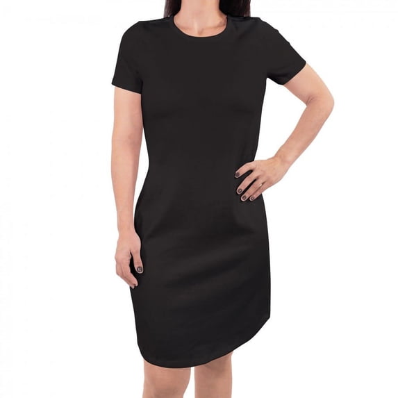 Touched by Nature Womens Organic Cotton Short-Sleeve Dress, Black, Large