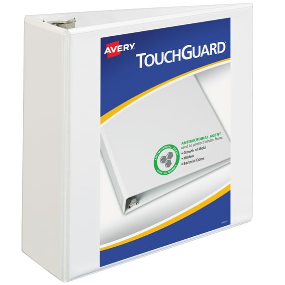 Touchguard Protection Heavy-Duty View Binders With Slant Rings, 3 Rings, 4" Capacity, 11 X 8.5, White | Bundle of 5 Each