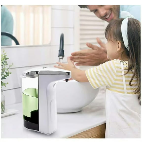 Touchless Automatic Soap Dispenser with Motion Sensor | Hands-Free Infrared Liquid Dispenser | Adjustable 5-Level Output | 17oz/500ml Large Capacity | USB Rechargeable | Leak-Proof Waterproof Design
