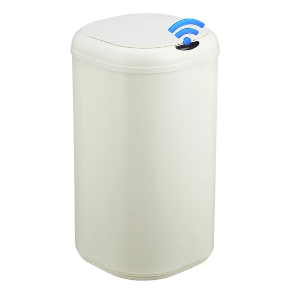 Touchless Automatic Trash Can - 8 Gallon 30L Stainless Steel Garbage Bin with Motion Detector, Fingerprint-Resistant Cylindrical Design, Lid Included, Ideal for Kitchen, Bathroom, Office, Cream White