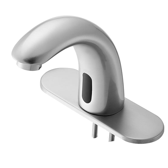 Touchless Bathroom Sink Faucet, Automatic Motion Sensor Battery Operated with Cover Plate, Brushed Nickel Finish