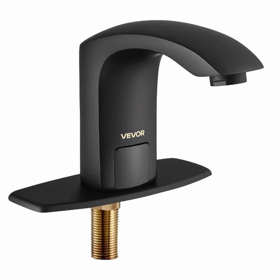 Touchless Bathroom Sink Faucet Automatic Motion Sensor Commercial Lavatory Matte Black Adjustable Temperature Battery Operated for 9/16 in Pipe
